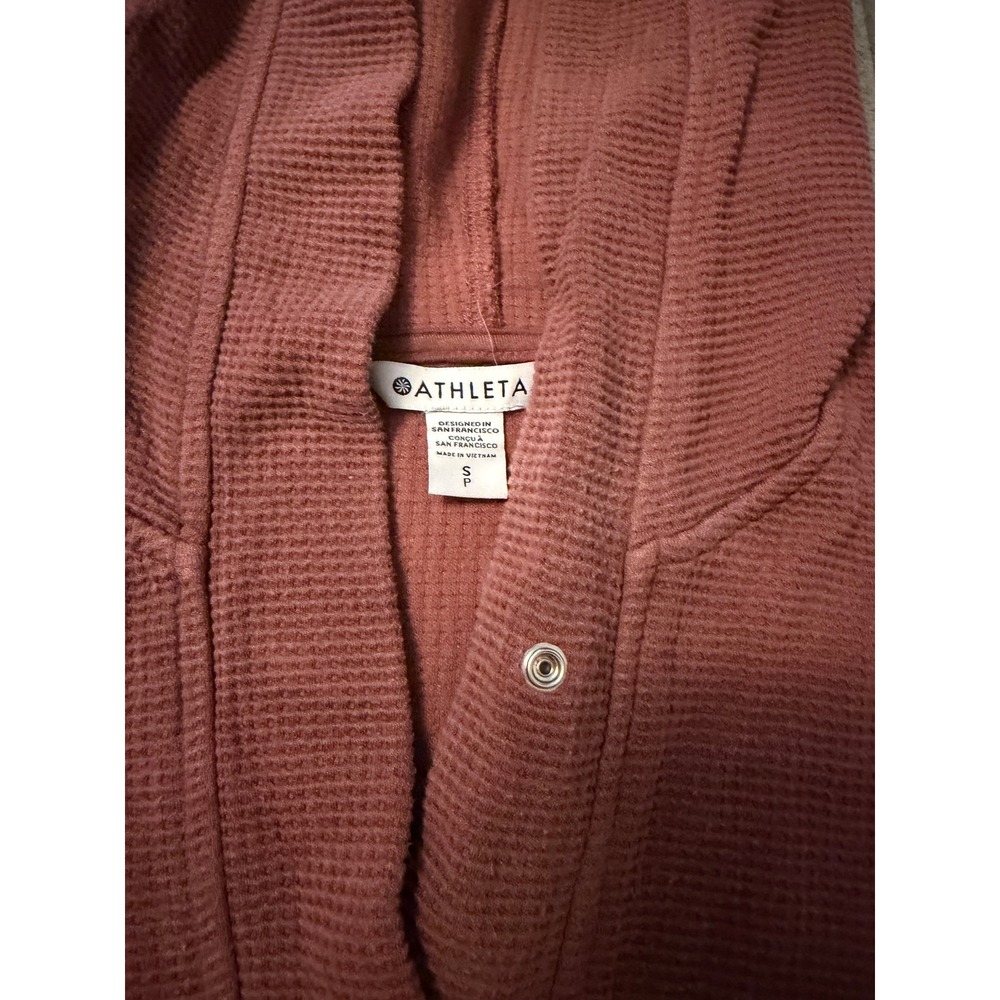 Athleta Waffle Knit Hoodie Tunic Pullover Dusty Rose Pink Small S - Picture 2 of 5
